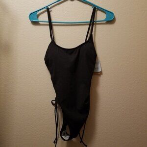 Black Ribbed One-Piece Bathing Suit